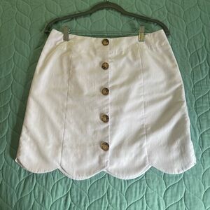 Southern Proper White Scalloped Mini Skirt
